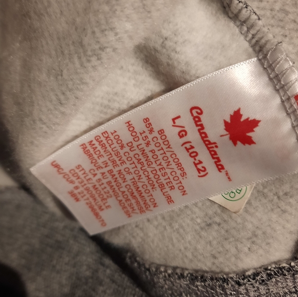 New AUTHENTIC CANADIANA KIDS HOODIE JACKET L 10/12 flannel ♥️ - Picture 3 of 8